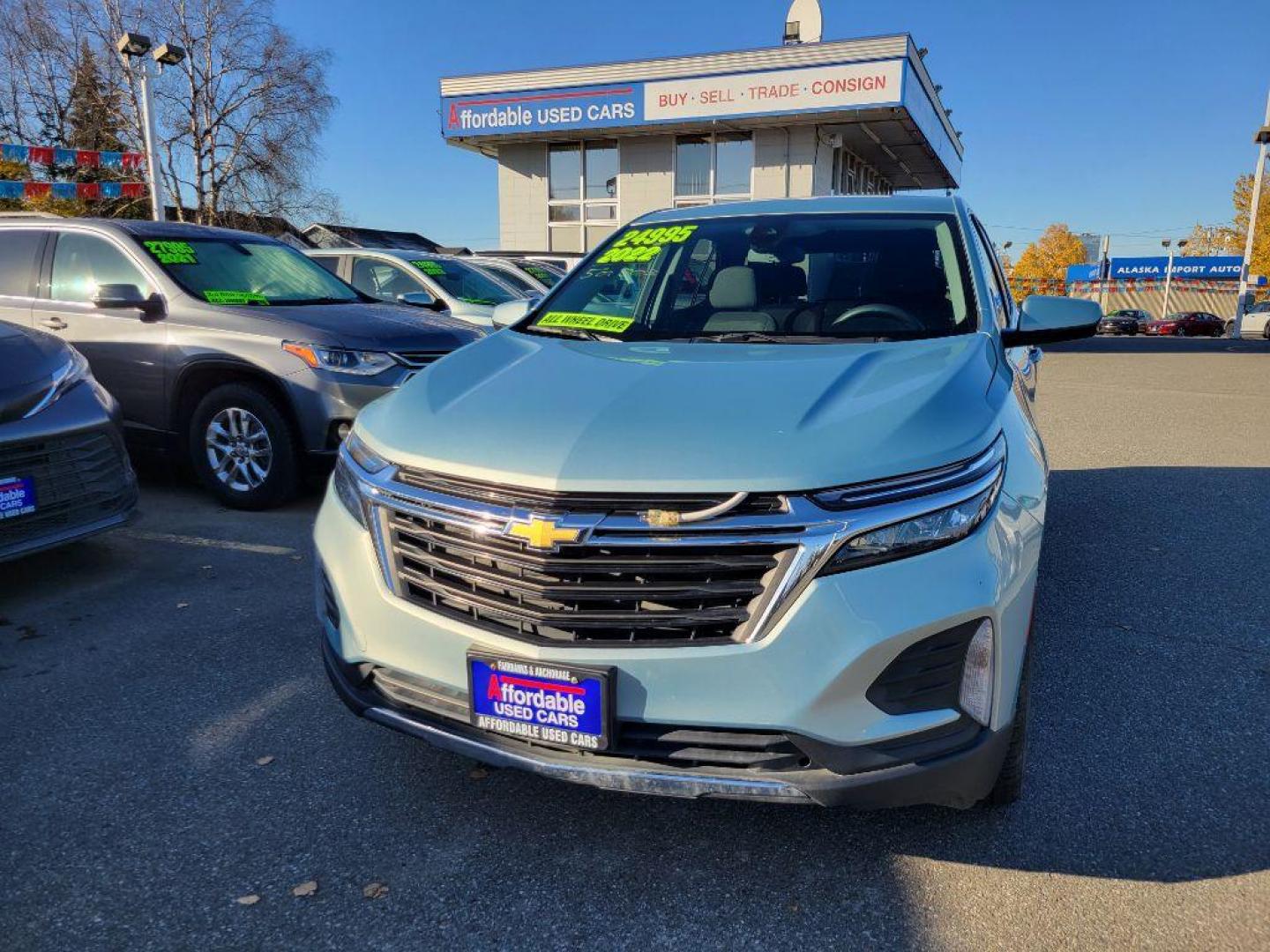 2022 GREEN CHEVROLET EQUINOX LT (2GNAXUEV3N6) with an 1.5L engine, Automatic transmission, located at 929 East 8th Ave, Anchorage, AK, 99501, (907) 274-2277, 61.214783, -149.866074 - Photo#0