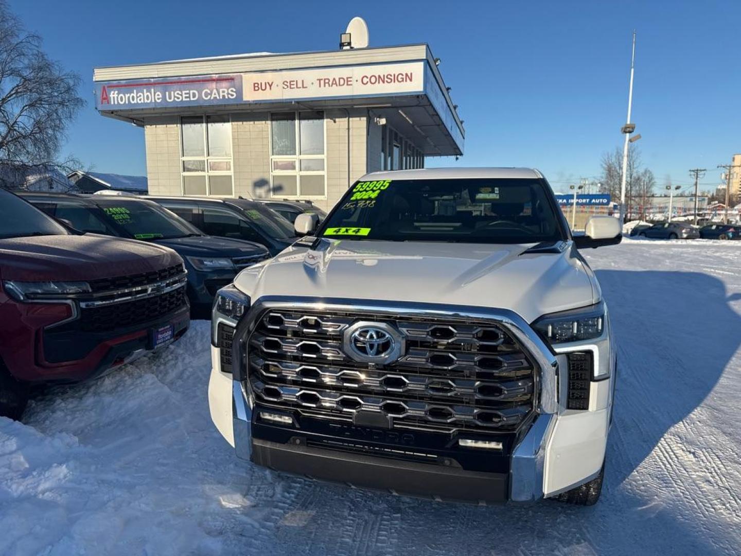 2024 WHITE TOYOTA TUNDRA CREWMAX PLATINUM (5TFNC5DB4RX) with an 3.4L engine, Automatic transmission, located at 929 East 8th Ave, Anchorage, AK, 99501, (907) 274-2277, 61.214783, -149.866074 - Photo#0